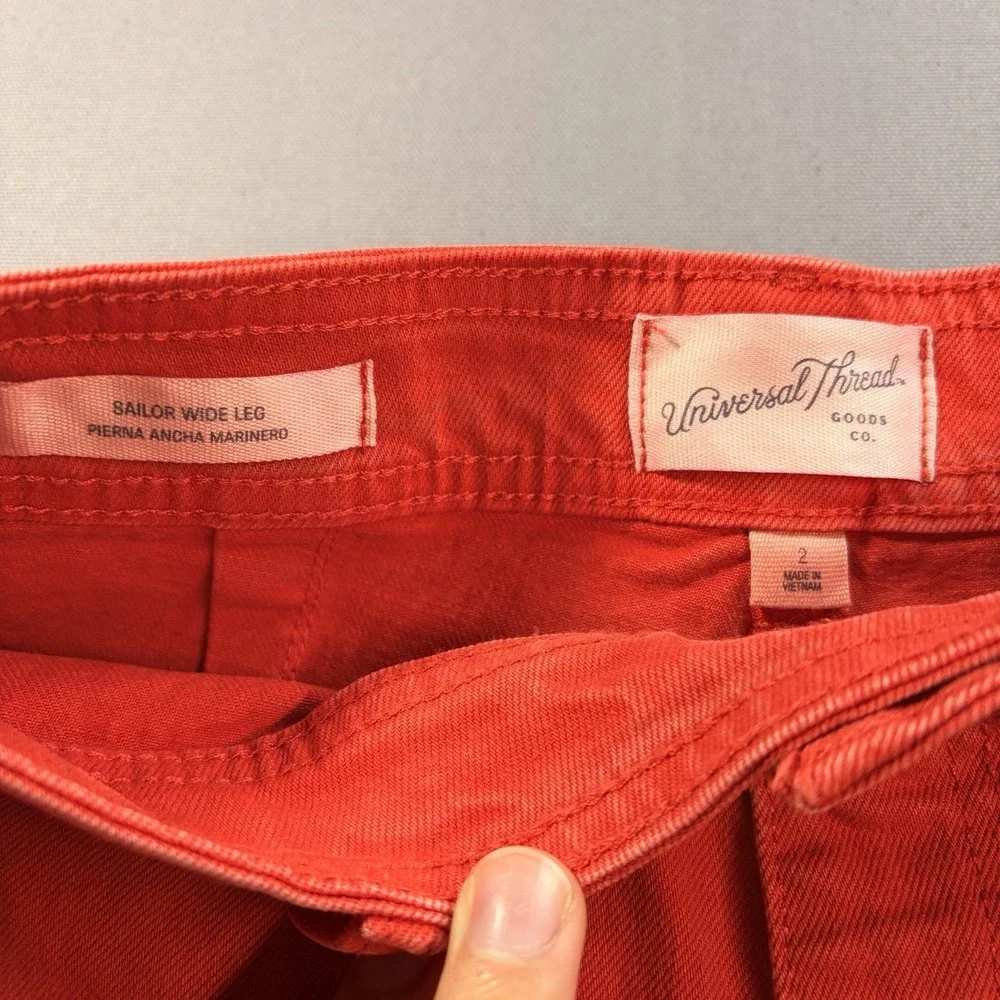 Universal Thread Sailor Wide Leg High Rise Jeans Red Women's Size 2 NEW